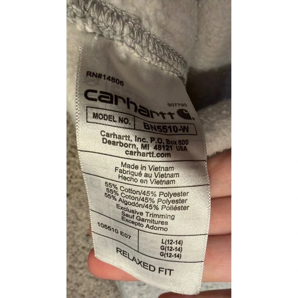 Carhartt Girls Relaxed Fit Fleece Jogger Sweatpants Heather Gray Size L 12-14